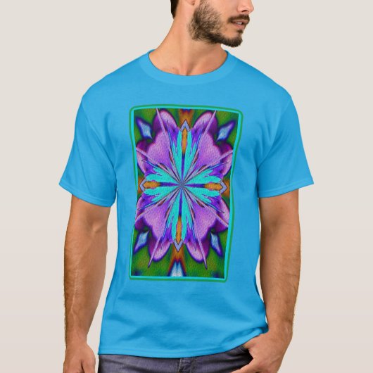 Abstracte Paarse en Turquoise Kaleidoscope Art T-shirt (Voorkant)