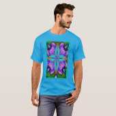 Abstracte Paarse en Turquoise Kaleidoscope Art T-shirt (Voorkant volledig)