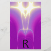 ABSTRACTE PAARSE FUCHSIEWIT-LICHTWAVELMONOGRAM BRIEFPAPIER (Voorkant)