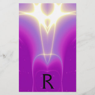 ABSTRACTE PAARSE FUCHSIEWIT-LICHTWAVELMONOGRAM BRIEFPAPIER