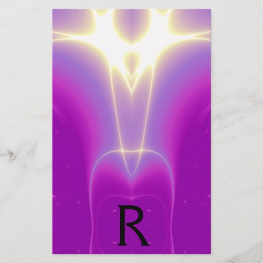 ABSTRACTE PAARSE FUCHSIEWIT-LICHTWAVELMONOGRAM BRIEFPAPIER (Voorkant)