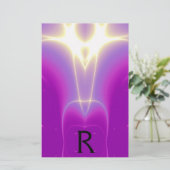 ABSTRACTE PAARSE FUCHSIEWIT-LICHTWAVELMONOGRAM BRIEFPAPIER (Staand voorkant)