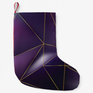 Abstracte paarse geometrie met gouden lijnen kleine kerstsok