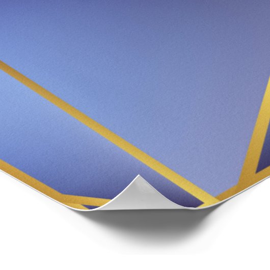 Abstracte paarse geometrie met gouden lijnen poster (Hoek)