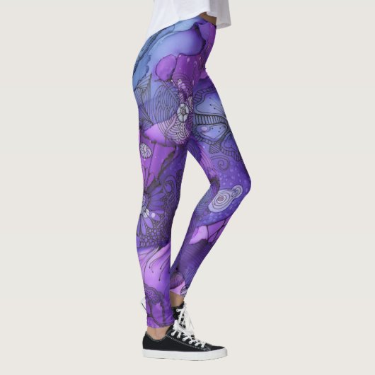 Abstracte Paarse Glow Leggings (Rechts)