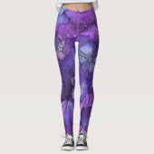 Abstracte Paarse Glow Leggings (Voorkant)