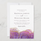 Abstracte Paarse Goud Alles in één bruiloft Kaart (Voorkant)