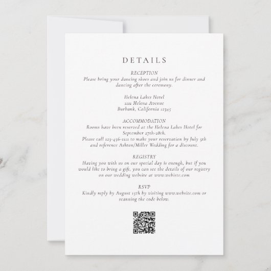 Abstracte Paarse Goud Alles in één bruiloft Kaart (Achterkant)