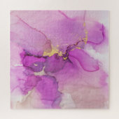 Abstracte paarse, gouden: acrylverf mengen. legpuzzel (Horizontaal)