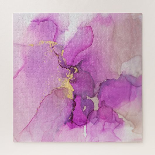 Abstracte paarse, gouden: acrylverf mengen. legpuzzel (Verticaal)