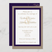 Abstracte paarse gouden dubbelzijdige bruiloft Uit Kaart (Voorkant / Achterkant)