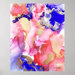 Abstracte Paarse gouden metallic roze wervelingen Poster