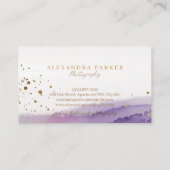 Abstracte Paarse & Gouden Waterverf Landschapsschr Visitekaartje (Achterkant)