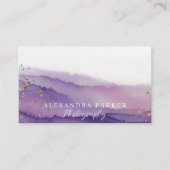 Abstracte Paarse & Gouden Waterverf Landschapsschr Visitekaartje (Voorkant)