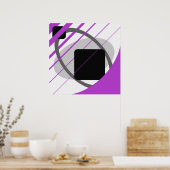 Abstracte Paarse grijze off-White zwarte AP0002 Poster (Keuken)