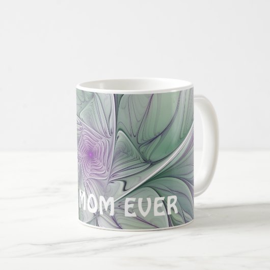 Abstracte Paarse groene bloem Fractal Art Beste ma Koffiemok (Voorkant rechts)