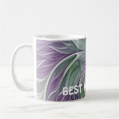 Abstracte Paarse groene bloem Fractal Art Beste ma Koffiemok (Links)