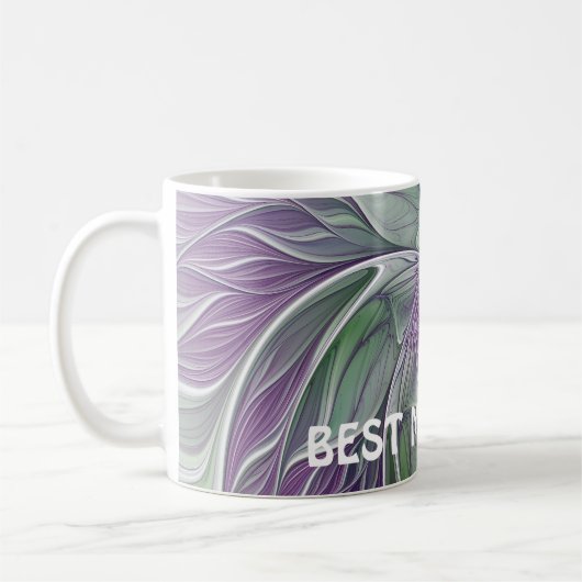 Abstracte Paarse groene bloem Fractal Art Beste ma Koffiemok (Links)