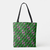 Abstracte paarse groene bloemenpatroon tote bag (Achterkant)