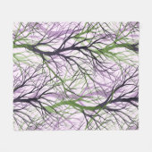 Abstracte paarse groene boomtakken fleece deken (Voorkant (Horizontaal))