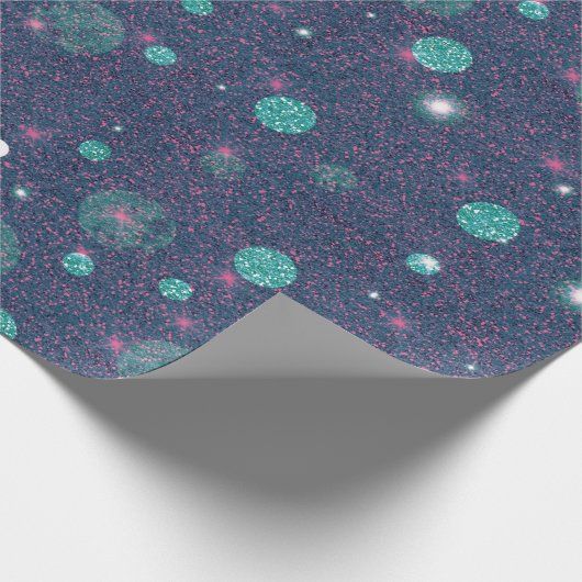 Abstracte Paarse groene cirkels glitter kerst Cadeaupapier (Hoek)