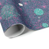 Abstracte Paarse groene cirkels glitter kerst Cadeaupapier (Rol Hoek)