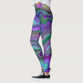 Abstracte Paarse, groene en blauw-vochtige kunst Leggings (Links)