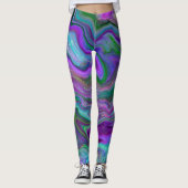 Abstracte Paarse, groene en blauw-vochtige kunst Leggings (Voorkant)