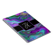 Abstracte Paarse, groene en blauw-vochtige kunst Notitieboek (Rechterzijde)