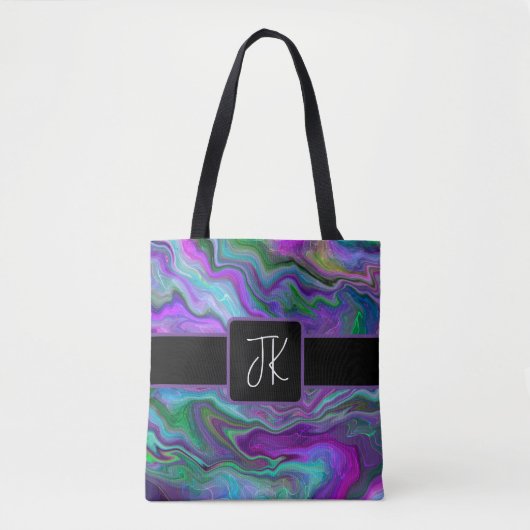Abstracte Paarse, groene en blauw-vochtige kunst Tote Bag (Voorkant)
