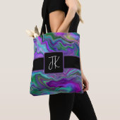 Abstracte Paarse, groene en blauw-vochtige kunst Tote Bag (Dichtbij)