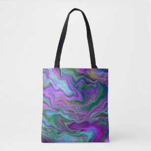 Abstracte Paarse, groene en blauw-vochtige kunst Tote Bag