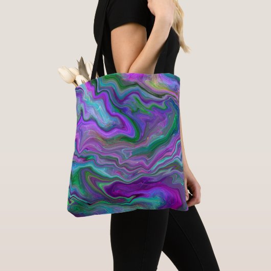 Abstracte Paarse, groene en blauw-vochtige kunst Tote Bag (Dichtbij)