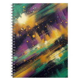 ABSTRACTE PAARSE GROENE GOUDEN MARDI GRAS SPATTEN NOTITIEBOEK