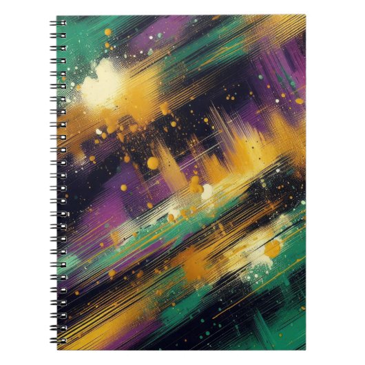 ABSTRACTE PAARSE GROENE GOUDEN MARDI GRAS SPATTEN NOTITIEBOEK (Voorkant)