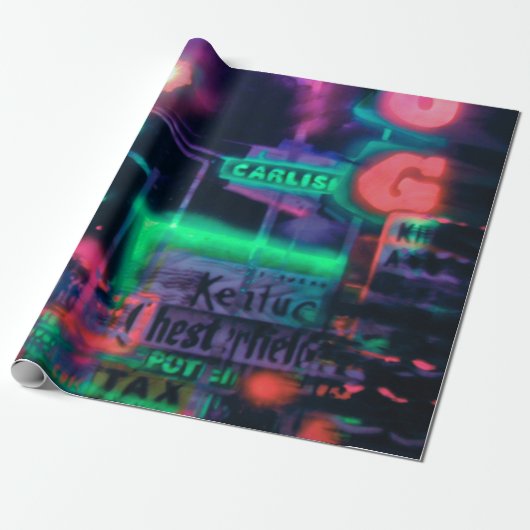 Abstracte Paarse groene rode neon lights Medley Cadeaupapier (Uitgerold)