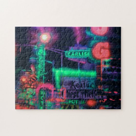 Abstracte Paarse groene rode neon lights Medley Legpuzzel (Horizontaal)
