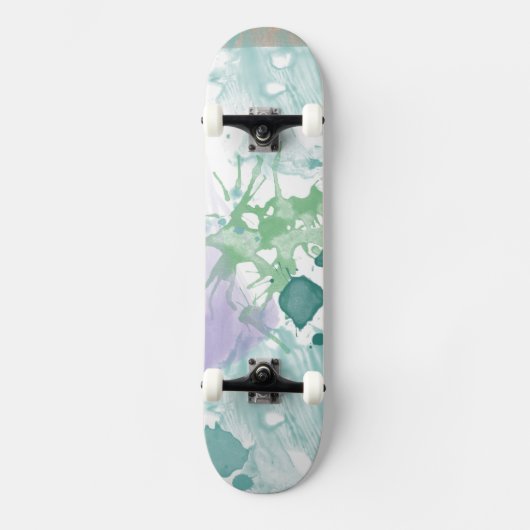 Abstracte Paarse groene verf Skateboard (Voorkant)