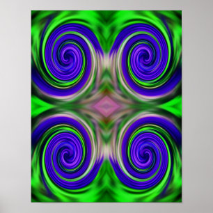 Abstracte Paarse groene zwenkkleuren Poster