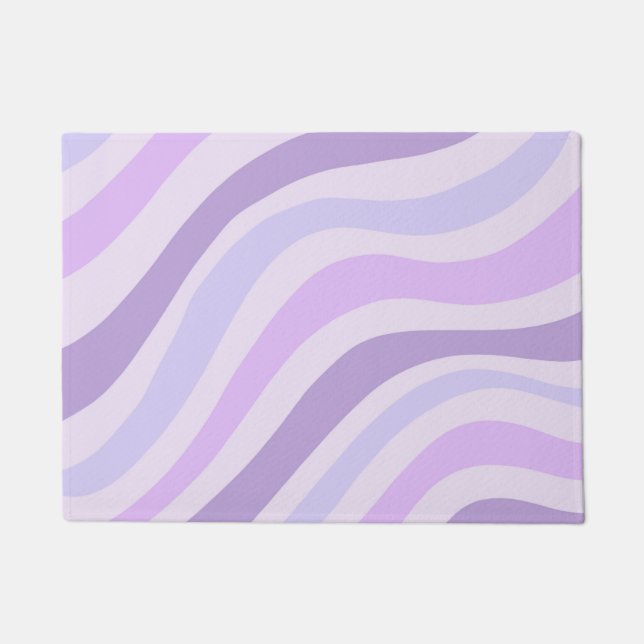 Abstracte Paarse Groovy Stripe Liquid Pattern Deurmat (Voorkant)
