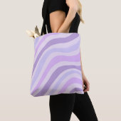 Abstracte Paarse Groovy Stripe Liquid Pattern Tote Bag (Dichtbij)