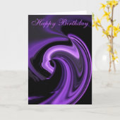 Abstracte Paarse Hart Verjaardag Kaart (Gele Bloem)