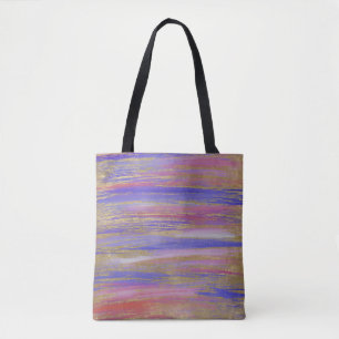 Abstracte Paarse, Koraal en Goud geschilderde Slag Tote Bag