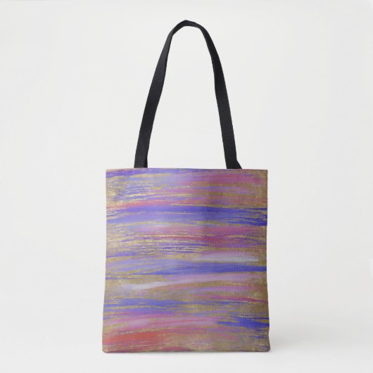 Abstracte Paarse, Koraal en Goud geschilderde Slag Tote Bag (Voorkant)