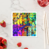 Abstracte paarse kubussen servetten (Insitu)