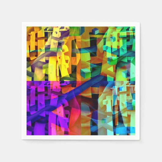 Abstracte paarse kubussen servetten (Voorkant)