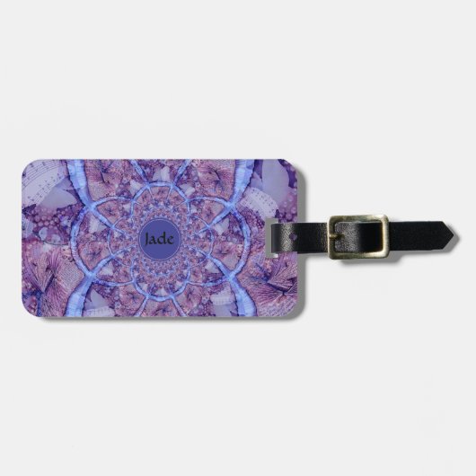 Abstracte Paarse Lavender Monogrammed Boho Art Bagagelabel (Voorkant horizontaal)