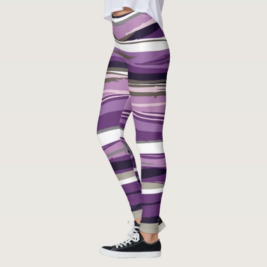 Abstracte Paarse lijnen vormen ontwerp-Leggings Leggings (Links)