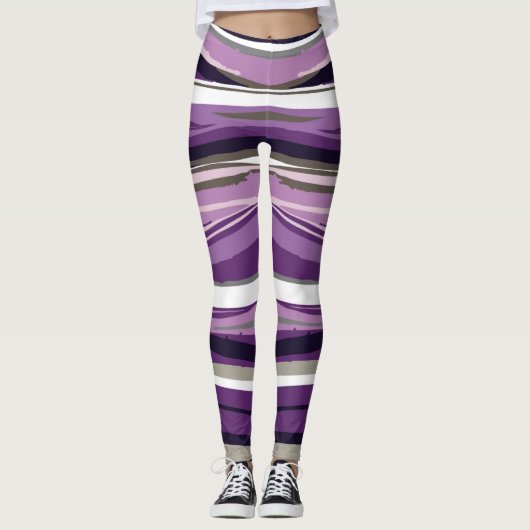 Abstracte Paarse lijnen vormen ontwerp-Leggings Leggings (Voorkant)