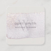 Abstracte Paarse Lila Borstel Stoke Monogram Shiny Vierkante Visitekaartje (Voorkant)